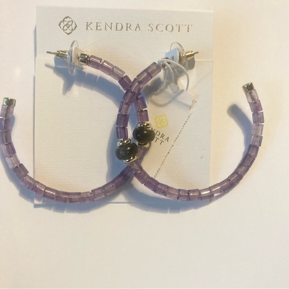 Kendra Scott Purple Beaded Hoop Earrings - Picture 2 of 9
